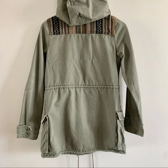 Triple 5 SOUL Y2K long green cargo zip military utility aztec boho 100% cotton - Picture 9 of 16